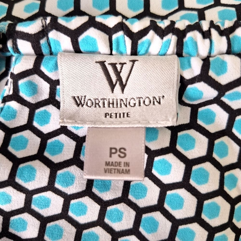 Worthington Petite Peacock Honeycomb Sleeveless Halter Blouse Tank Top Sz PS - Picture 6 of 10